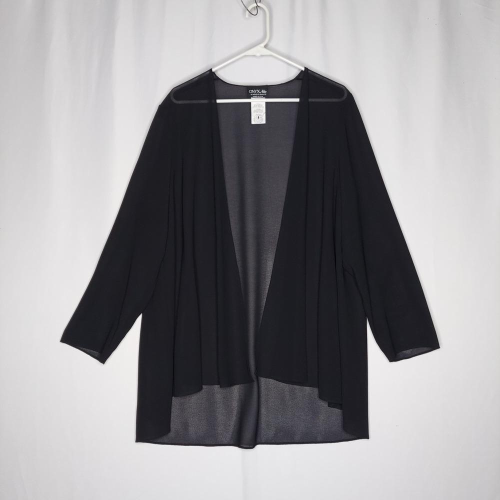 Onyx Nite Chiffon Sheer Overlay Cardigan Womens 18W Black Open Romantic Witchy